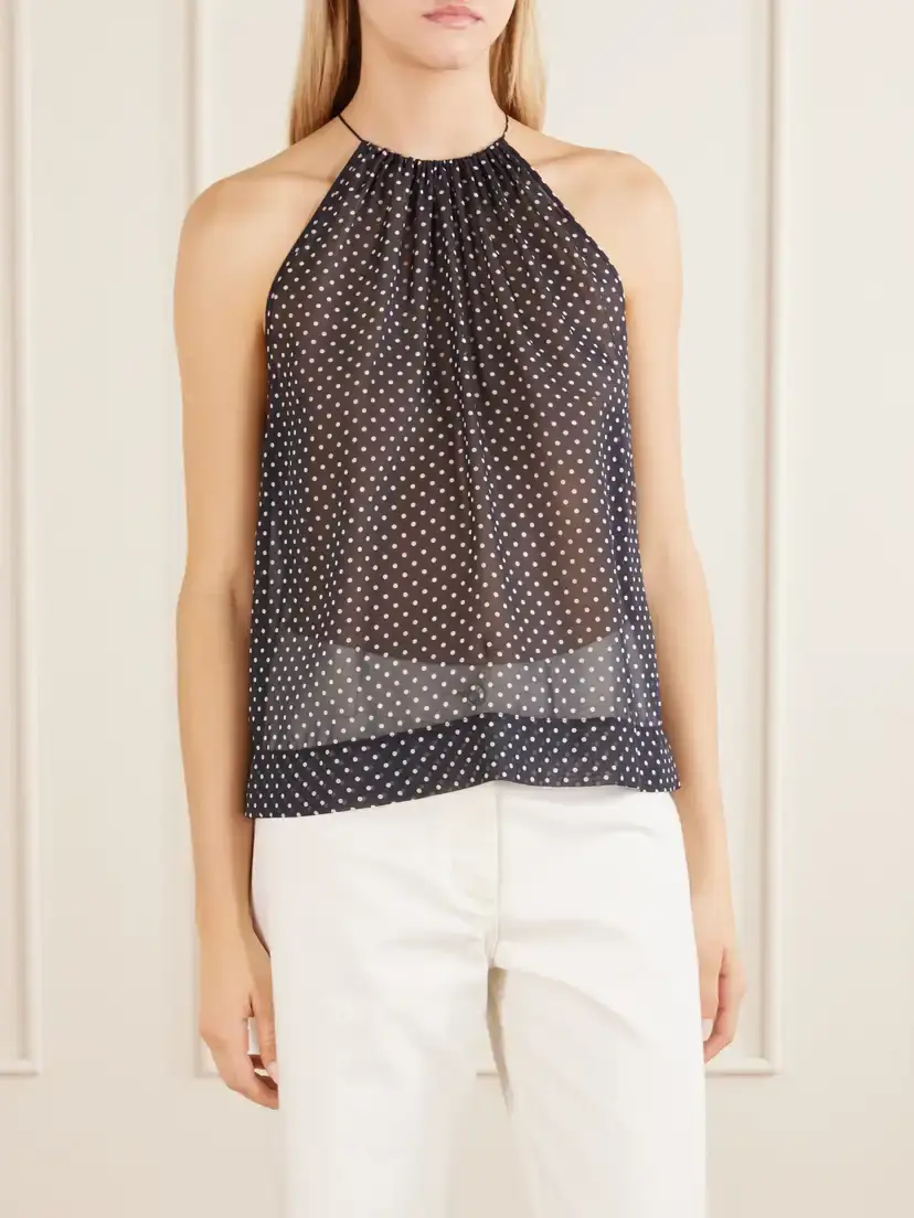 Nili Lotan Nikki Halterneck Polka-dot Silk Tank | Thumbnail 3