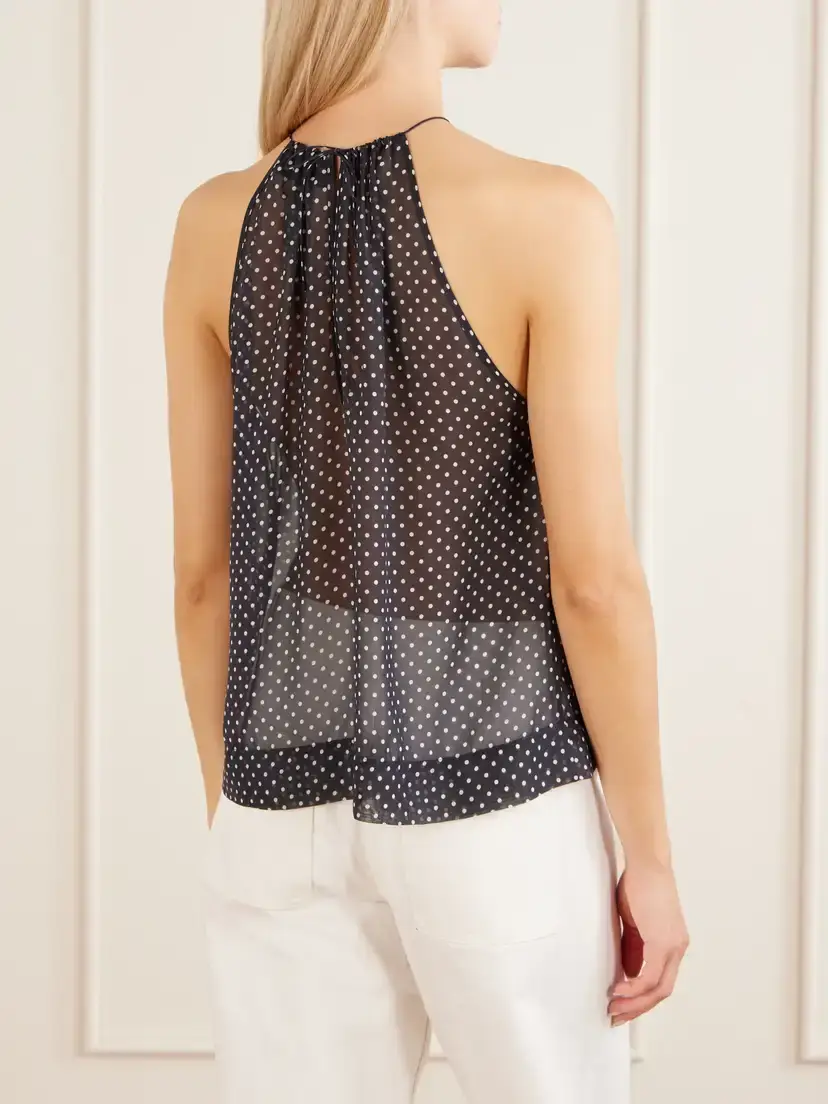 Nili Lotan Nikki Halterneck Polka-dot Silk Tank | Thumbnail 4