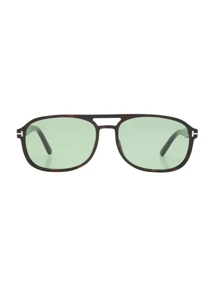 Havana Logo Acetate Aviator Sunglasses