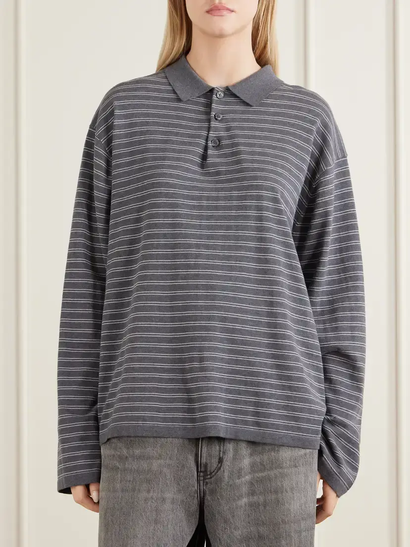 Nili Lotan Foley Stripe Cotton Polo Shirt | Thumbnail 3