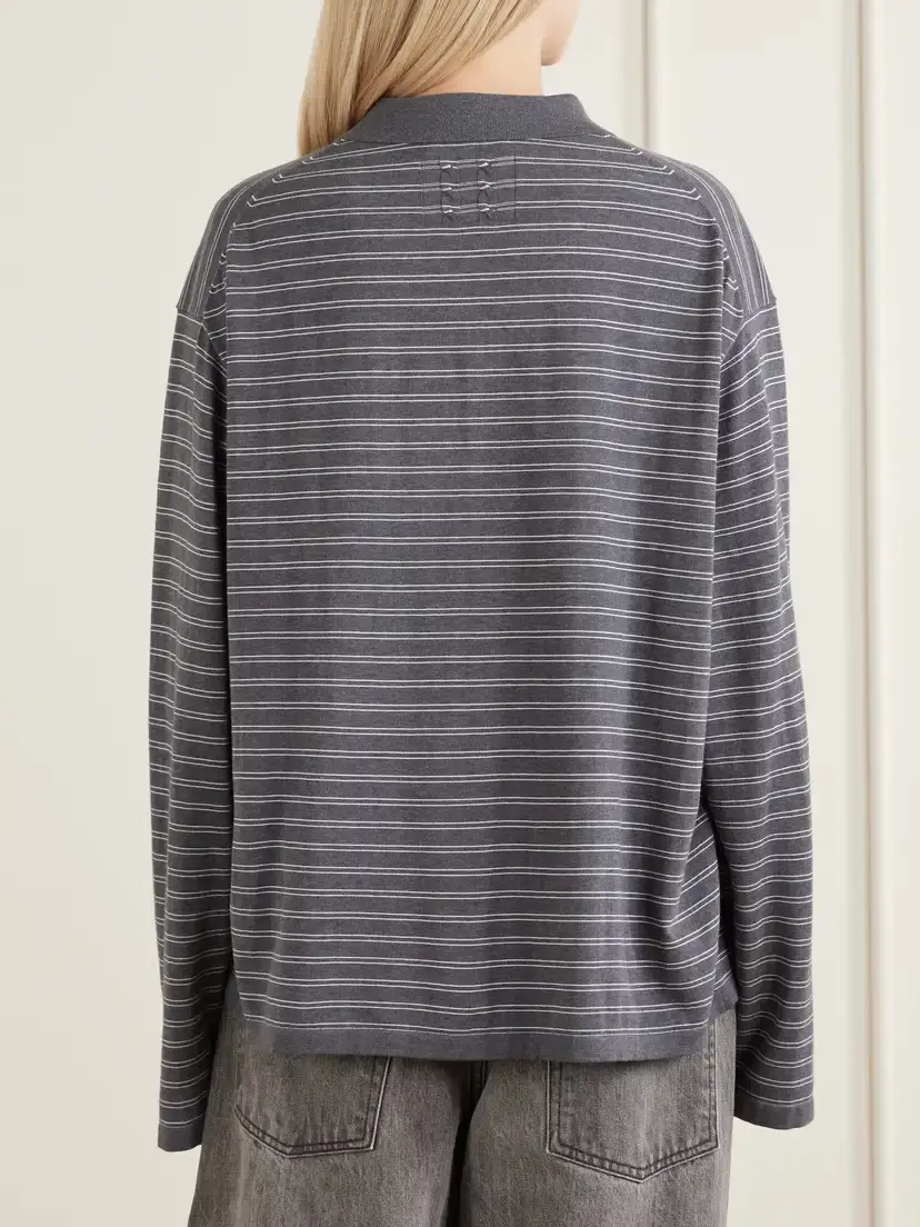 Nili Lotan Foley Stripe Cotton Polo Shirt | Thumbnail 4