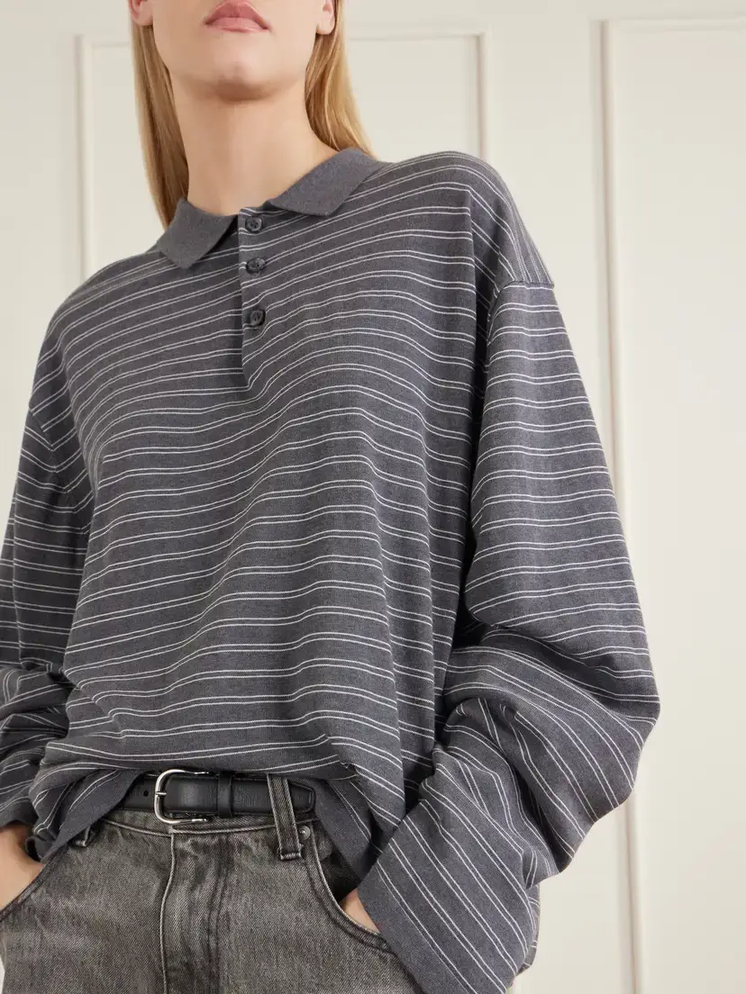 Nili Lotan Foley Stripe Cotton Polo Shirt | Thumbnail 5