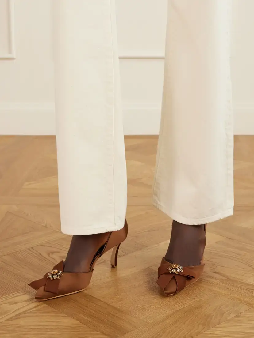 Manolo Blahnik Apidosa 70 Bow-detailed Crystal-embellished Satin Pumps | Thumbnail 2