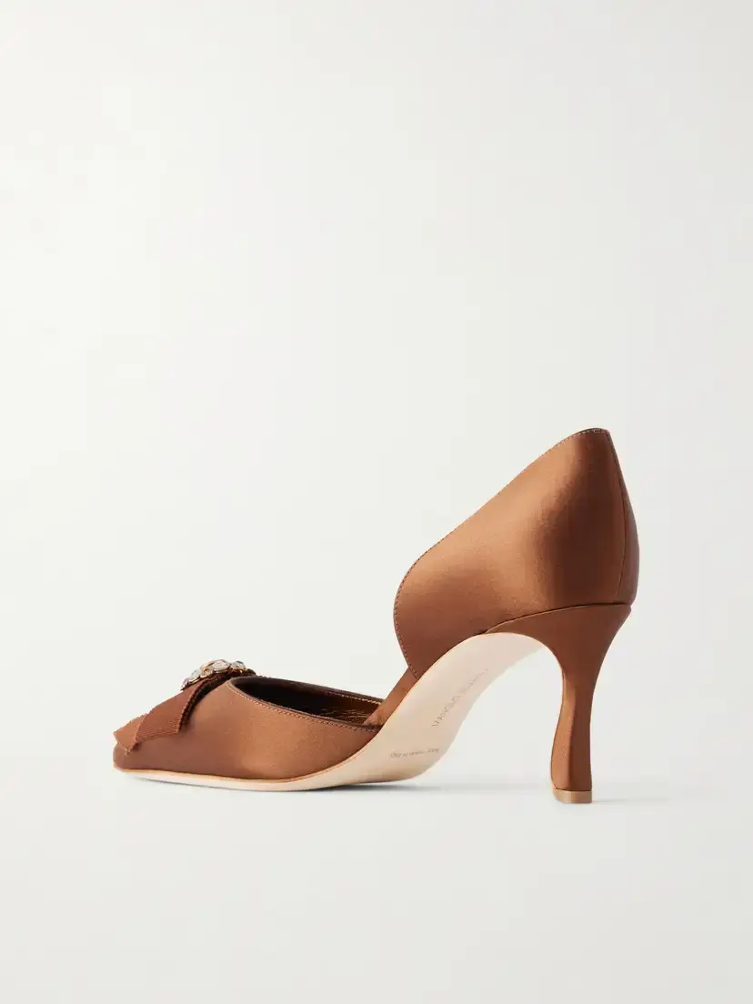 Manolo Blahnik Apidosa 70 Bow-detailed Crystal-embellished Satin Pumps | Thumbnail 3