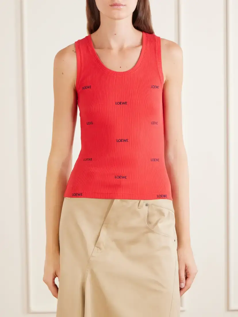 Loewe Logo-embroidered Ribbed Stretch-cotton Jersey Tank | Thumbnail 3 Loewe Logo-embroidered Ribbed Stretch-cotton Jersey Tank | Thumbnail 3