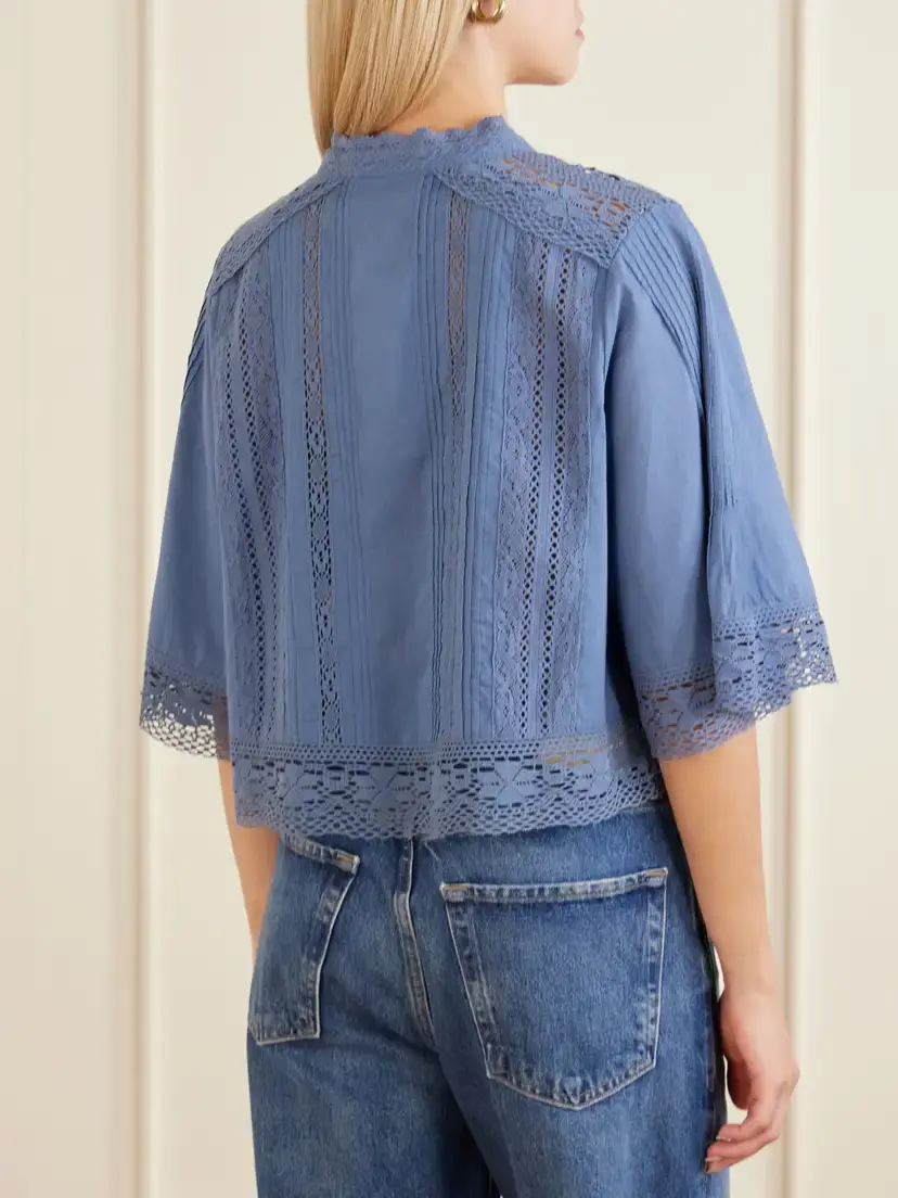Sea Pippa Crochet-trimmed Cotton Blouse | Thumbnail 4
