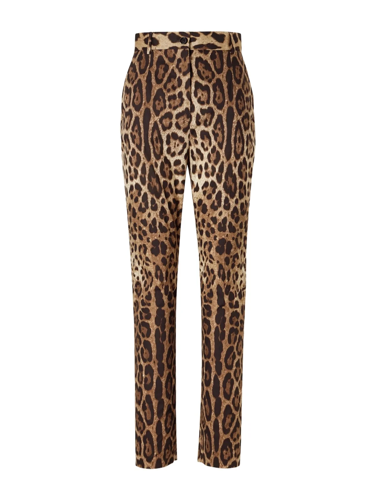 Leopard-print High-rise Cotton Straight-leg Pants