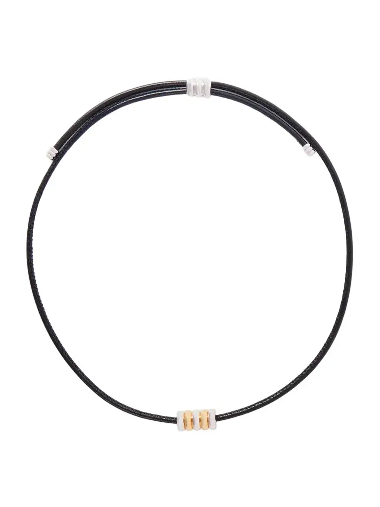 Déhanche Hollyhock Beaded Gold And Silver-toned Leather Necklace | Image 1 Déhanche Hollyhock Beaded Gold And Silver-toned Leather Necklace | Image 1