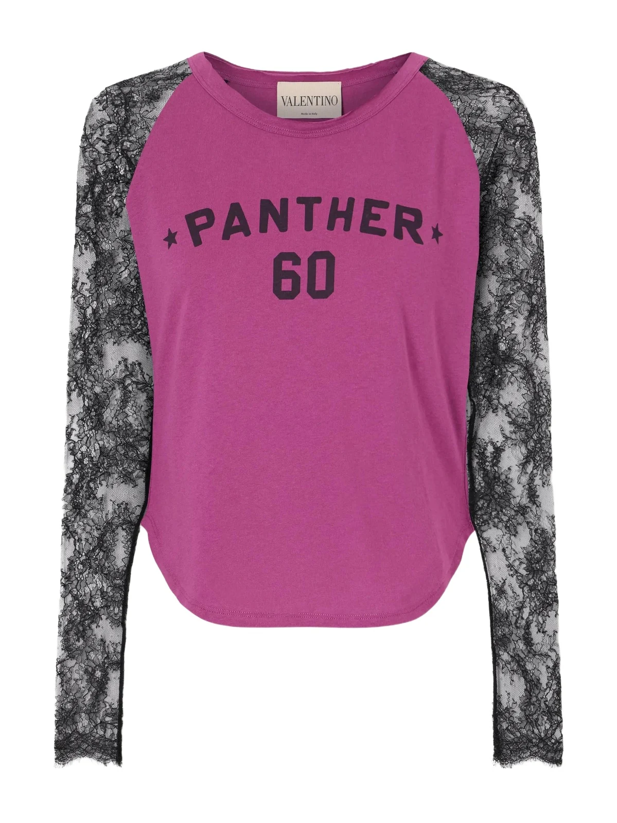 Printed Lace-trimmed Cotton T-shirt