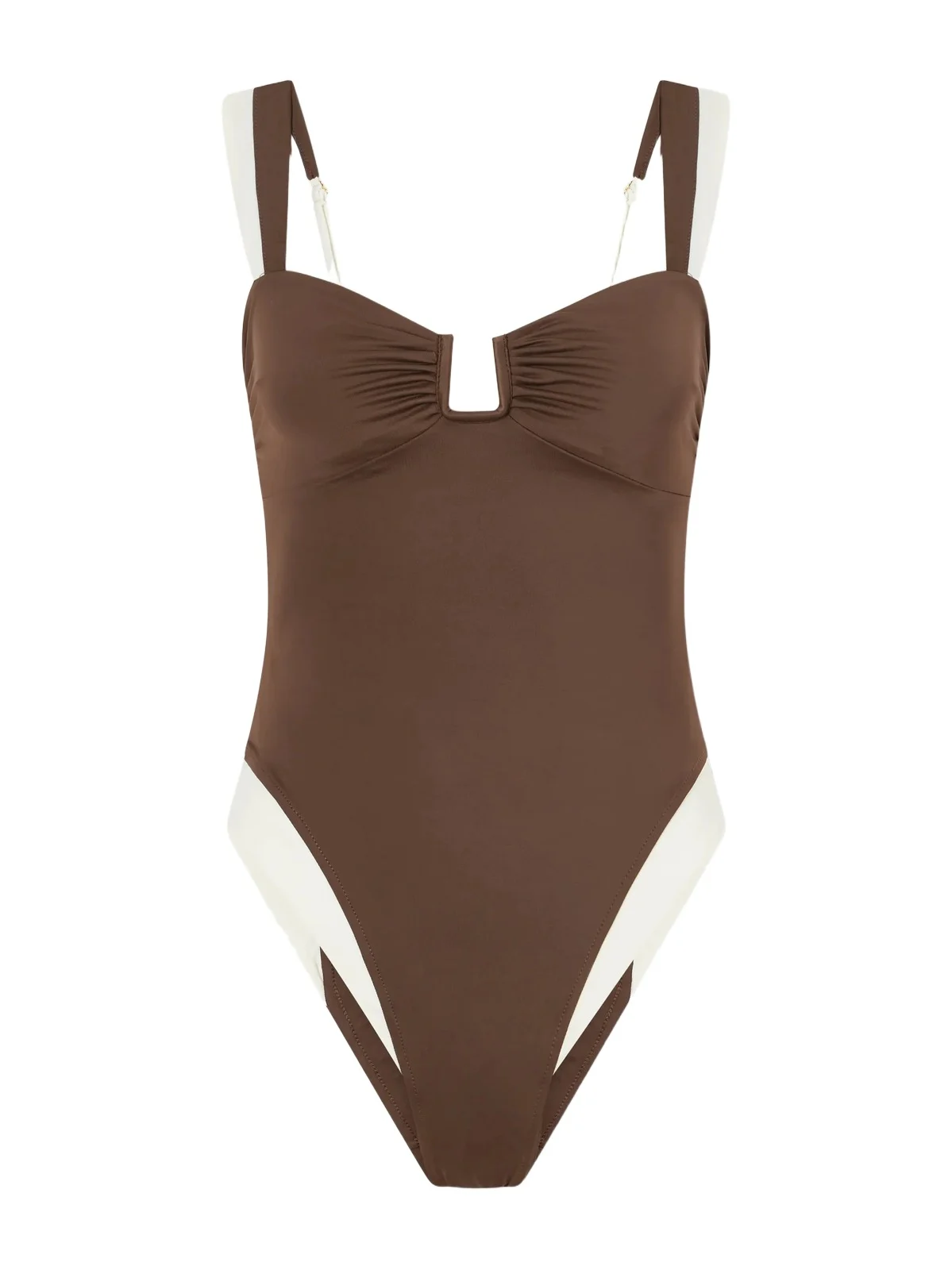 Away That Day Cannes Two-tone Gathered Recycled Stretch Swimsuit