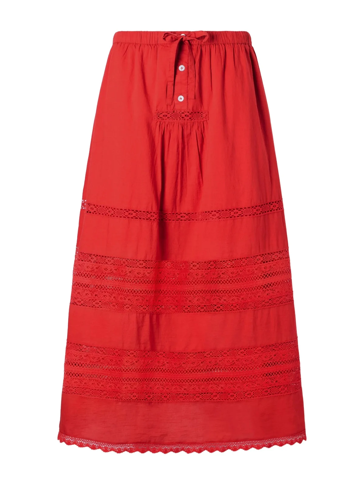Pippa Lace-trimmed Cotton Midi Skirt