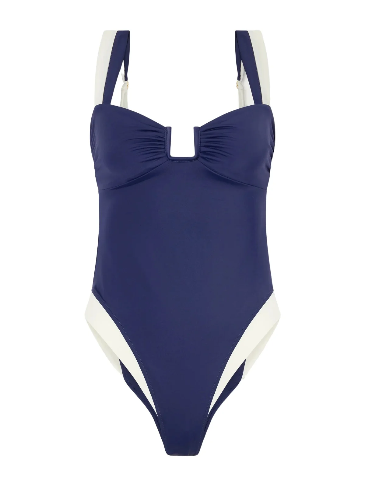 Away That Day Cannes Two-tone Gathered Recycled Stretch Swimsuit