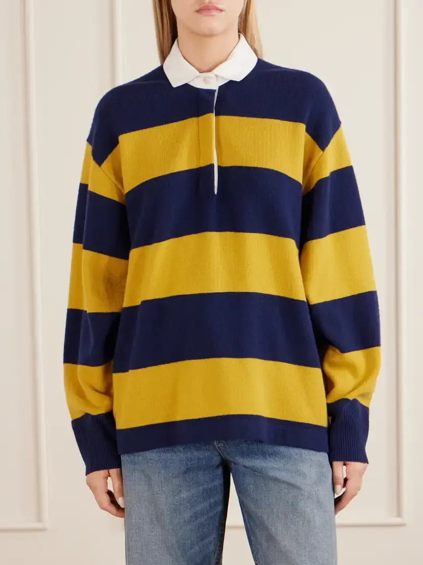 Nili Lotan Rashida Striped Wool And Cashmere-blend Polo Sweater | Thumbnail 3