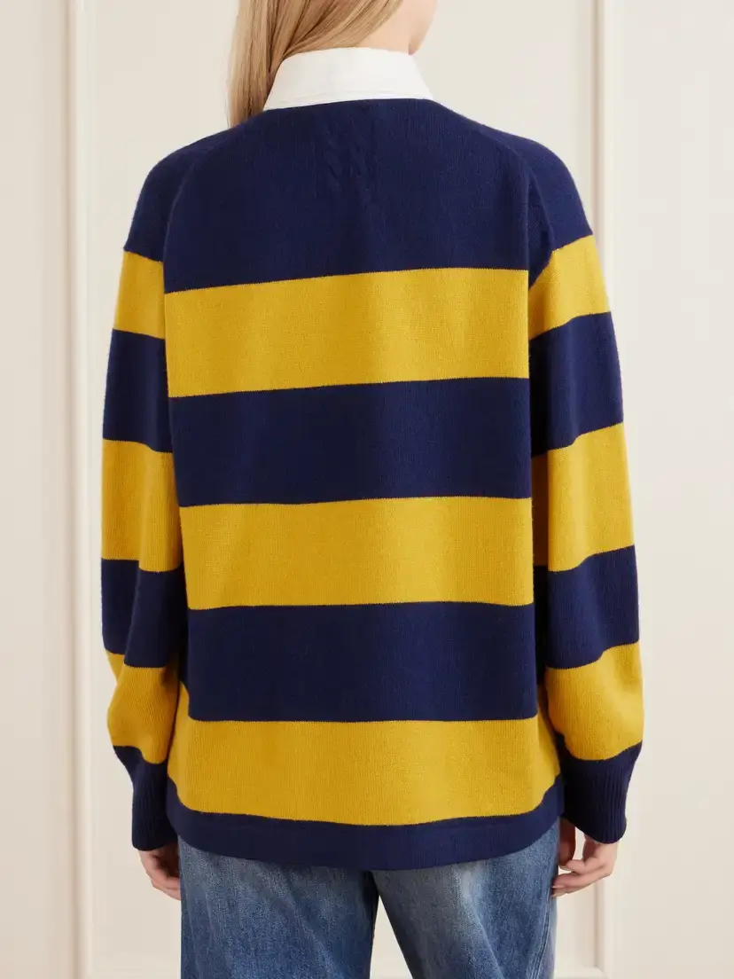 Nili Lotan Rashida Striped Wool And Cashmere-blend Polo Sweater | Thumbnail 4