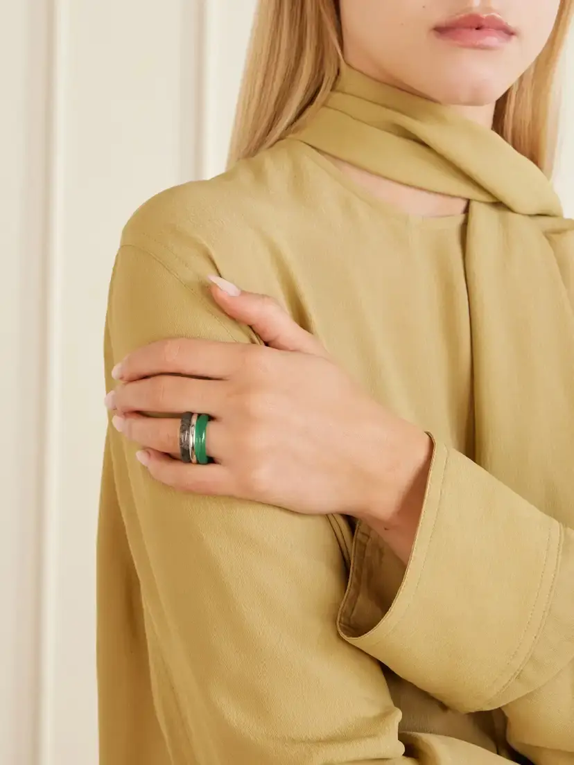 By Pariah Stone Trilogy Set Of Three Sterling Silver, Agate And Aventurine Rings | Thumbnail 2 By Pariah Stone Trilogy Set Of Three Sterling Silver, Agate And Aventurine Rings | Thumbnail 2