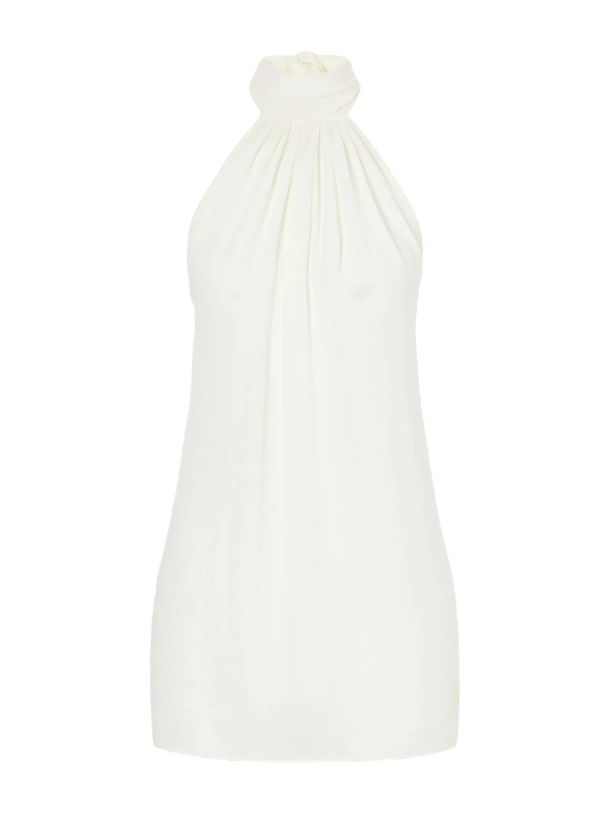 Away That Day Ibiza Knotted Gathered Crepon Halterneck Mini Dress