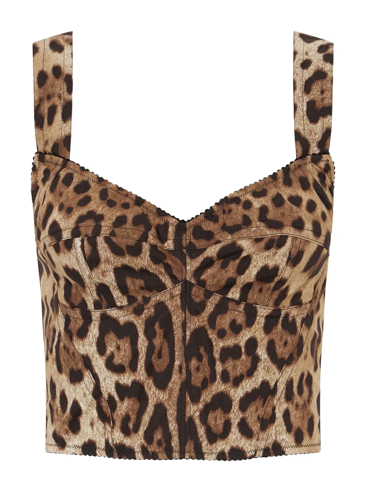 Dolce & Gabbana Cropped Leopard-print Stretch-canvas Bustier Top