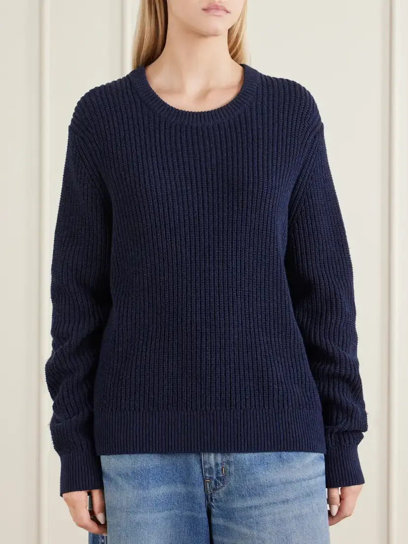 Nili Lotan Tarik Cotton And Silk-blend Sweatshirt - Blue | Thumbnail 3 Nili Lotan Tarik Cotton And Silk-blend Sweatshirt - Blue | Thumbnail 3