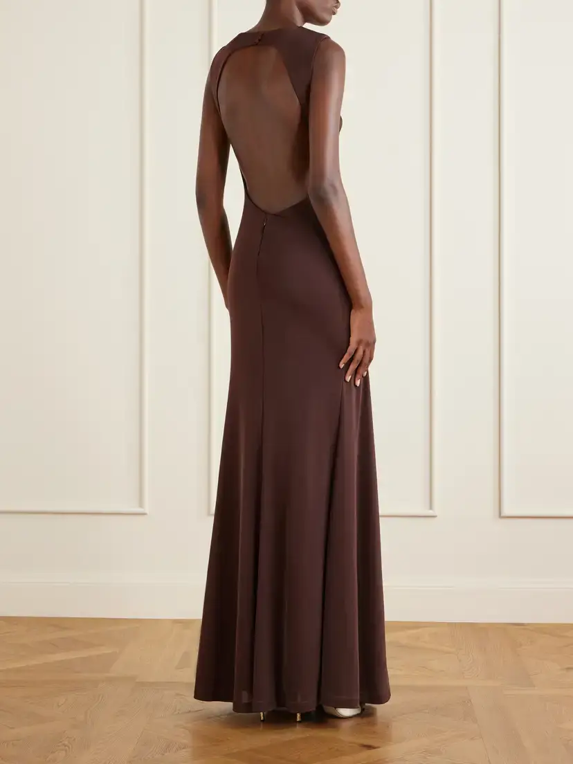 Rebecca Vallance Hazine Open-back Ruched Embellished Jersey Gown | Thumbnail 3