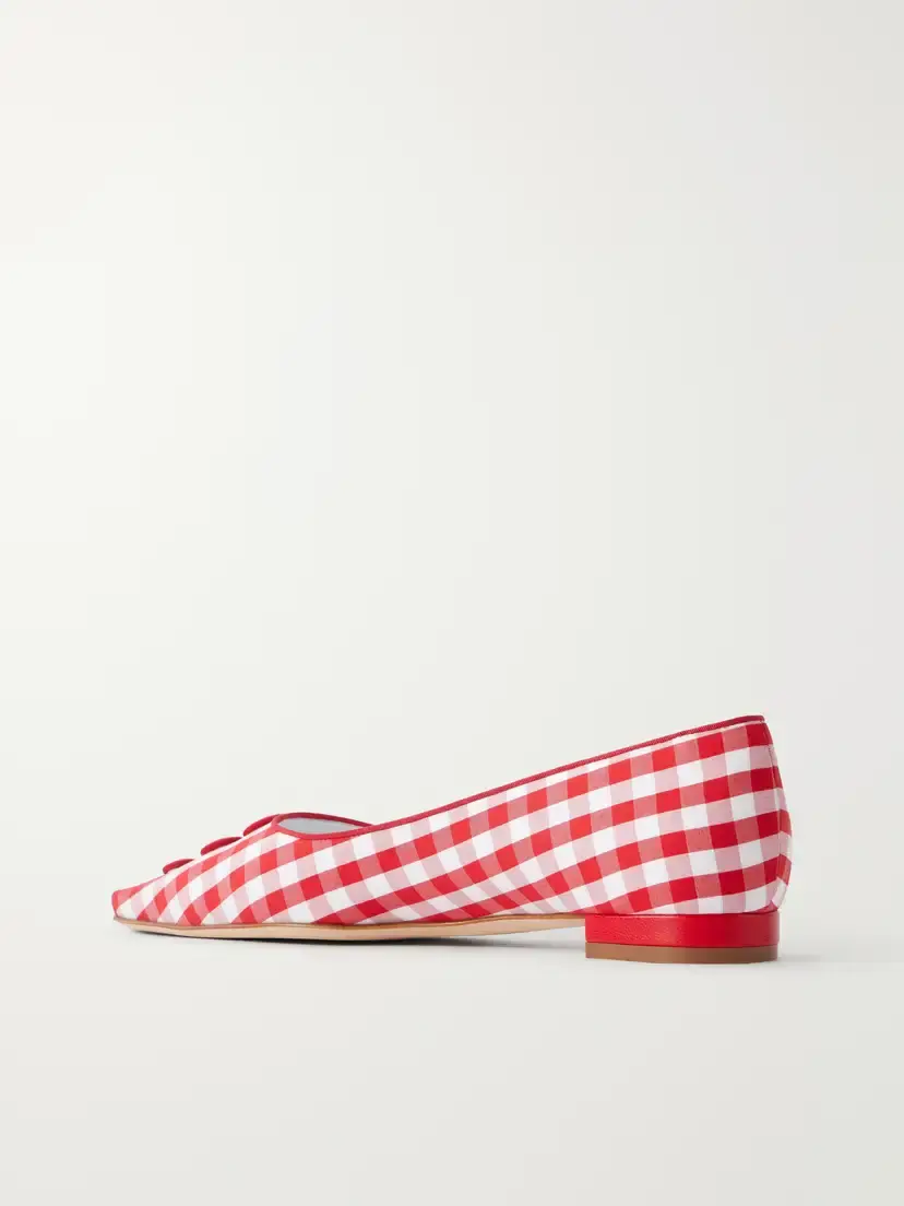 Manolo Blahnik Alexa Embellished Gingham Woven Ballet Flats | Thumbnail 3 Manolo Blahnik Alexa Embellished Gingham Woven Ballet Flats | Thumbnail 3