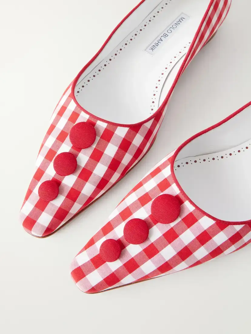 Manolo Blahnik Alexa Embellished Gingham Woven Ballet Flats | Thumbnail 5 Manolo Blahnik Alexa Embellished Gingham Woven Ballet Flats | Thumbnail 5