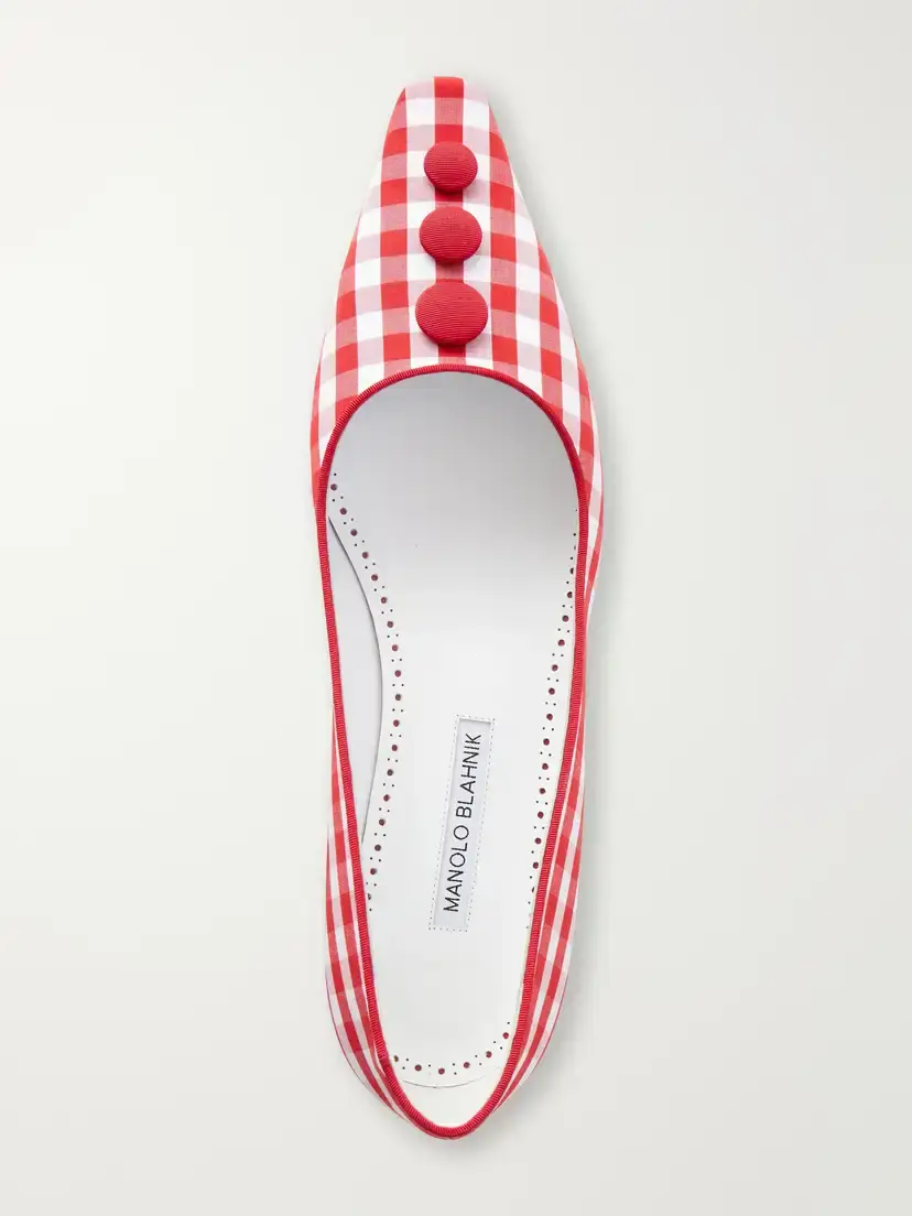 Manolo Blahnik Alexa Embellished Gingham Woven Ballet Flats | Thumbnail 6 Manolo Blahnik Alexa Embellished Gingham Woven Ballet Flats | Thumbnail 6
