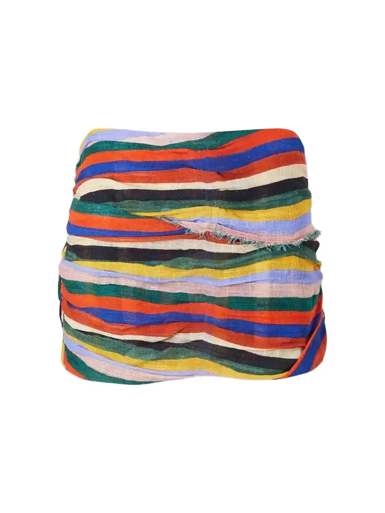 Nicola Fringed Striped Cotton Mini Skirt Nicola Fringed Striped Cotton Mini Skirt