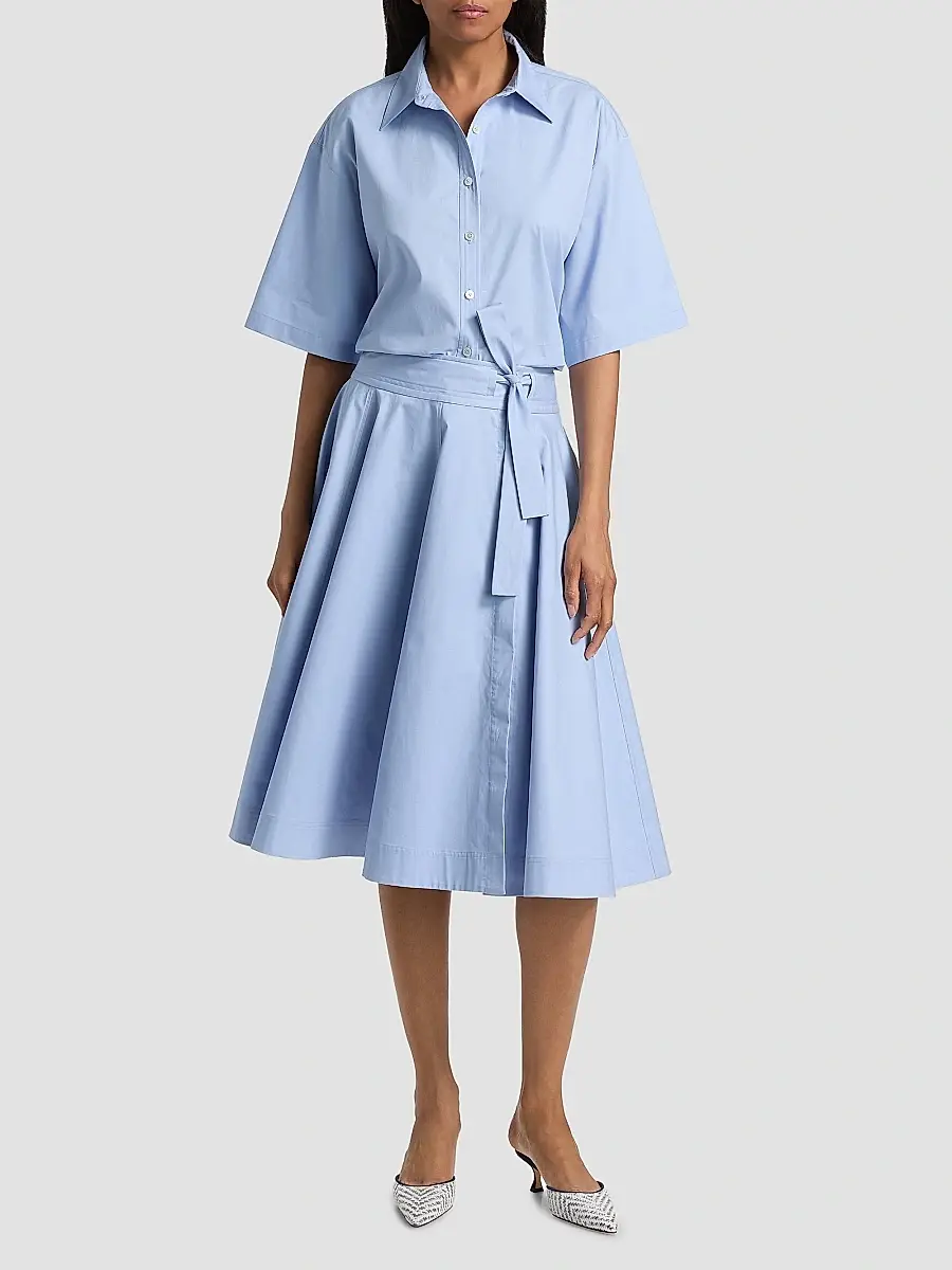 Derek Lam Women's Sage Cotton-Twill Wrap Skirt | Thumbnail 2