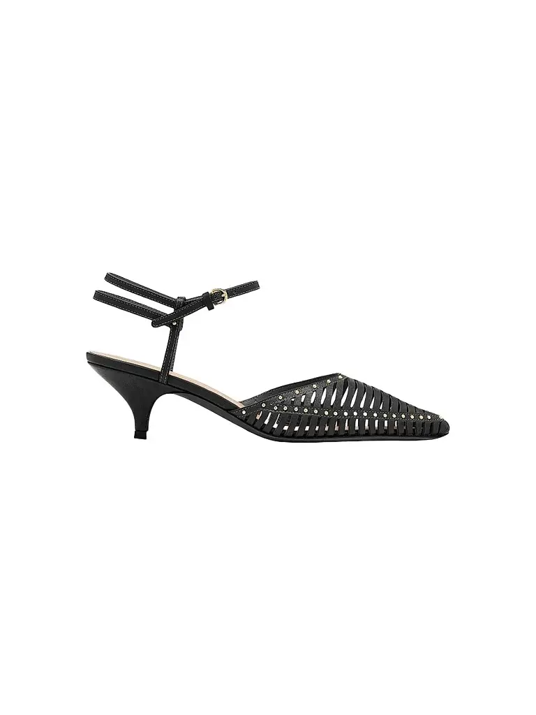 Ulla Johnson Women's Francine 50MM Cage Kitten Heel Pumps - Noir | Image 1 Ulla Johnson Women's Francine 50MM Cage Kitten Heel Pumps - Noir | Image 1