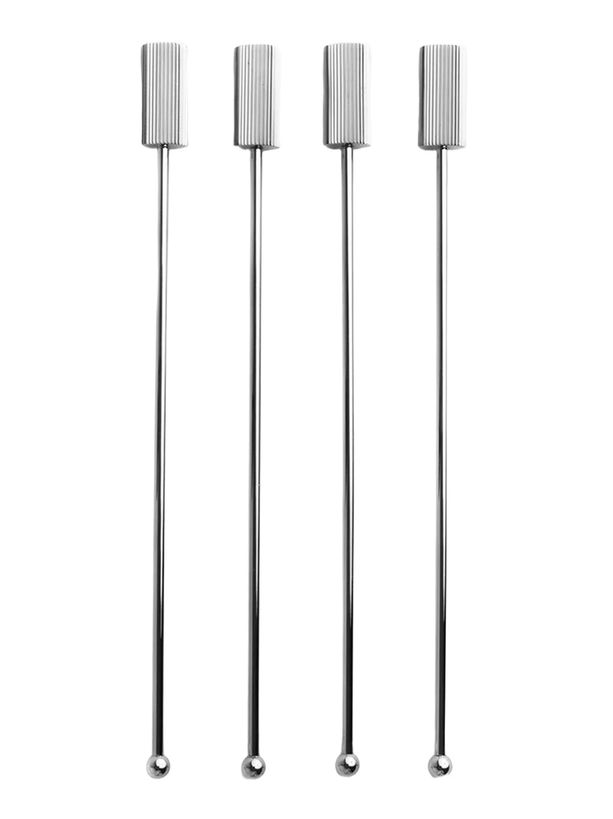 Anna New York Striations Stainless Steel 4-Piece Drink Stirrer Set