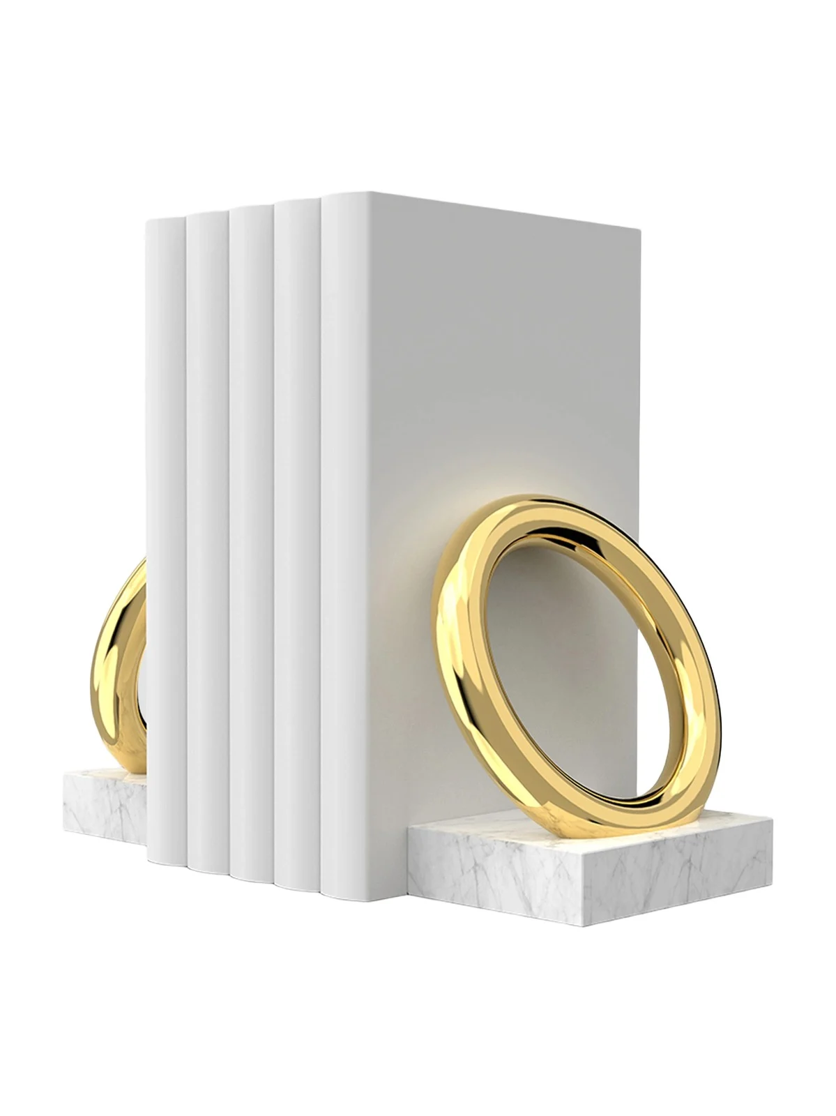 Anna New York Ring Marble & Goldtone Stainless Steel Bookends