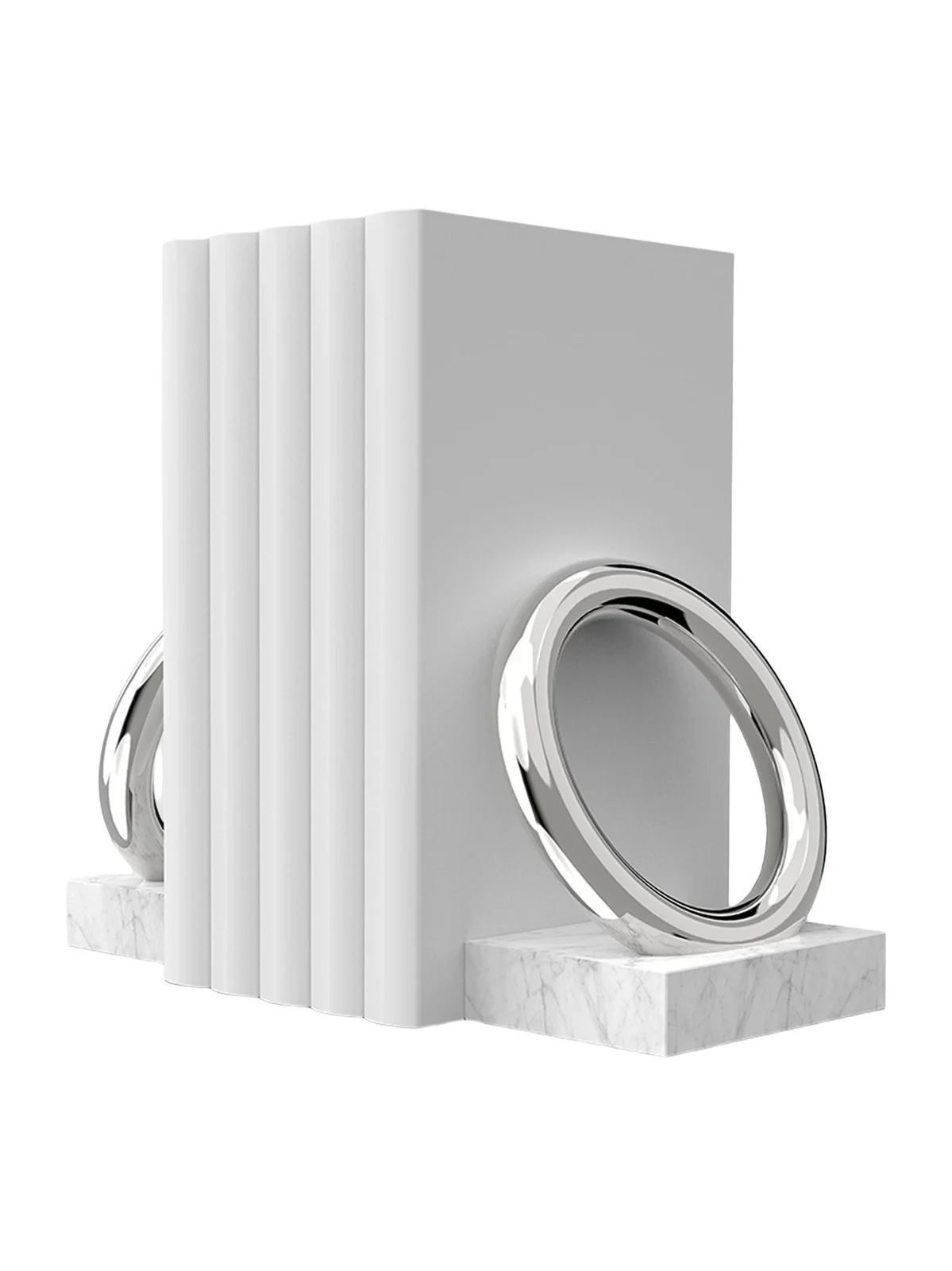 Anna New York Ring Marble & Stainless Steel Bookends