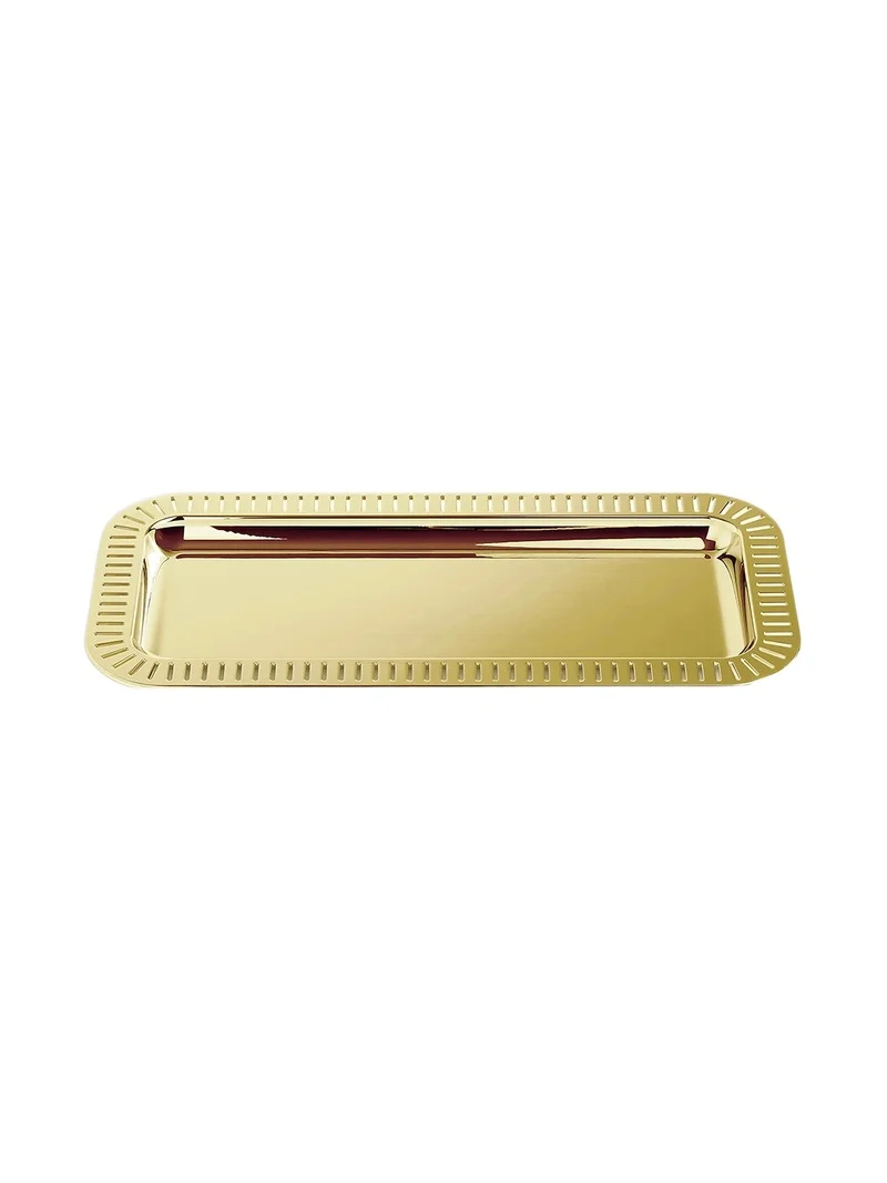 Anna New York Striations Goldtone Stainless Steel Small Rectangular Serving Tray