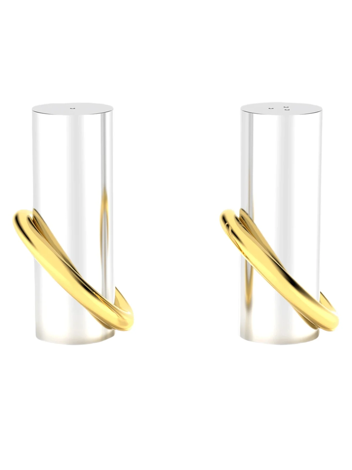 Anna New York Ring Stainless Steel & Brass Salt & Pepper Shakers - Silver Gold