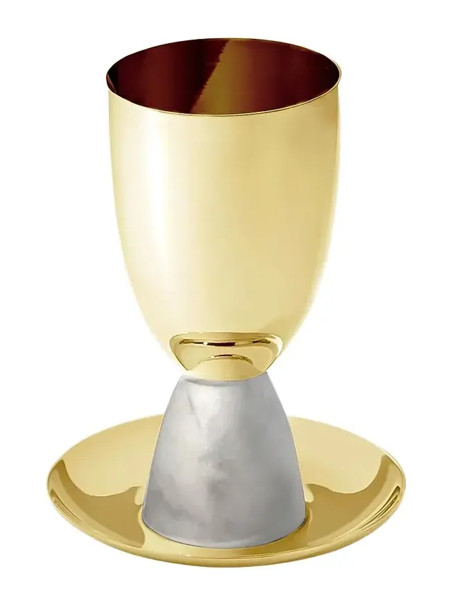 Anna New York Coluna Goldtone Stainless Steel & Marble Kiddush Cup