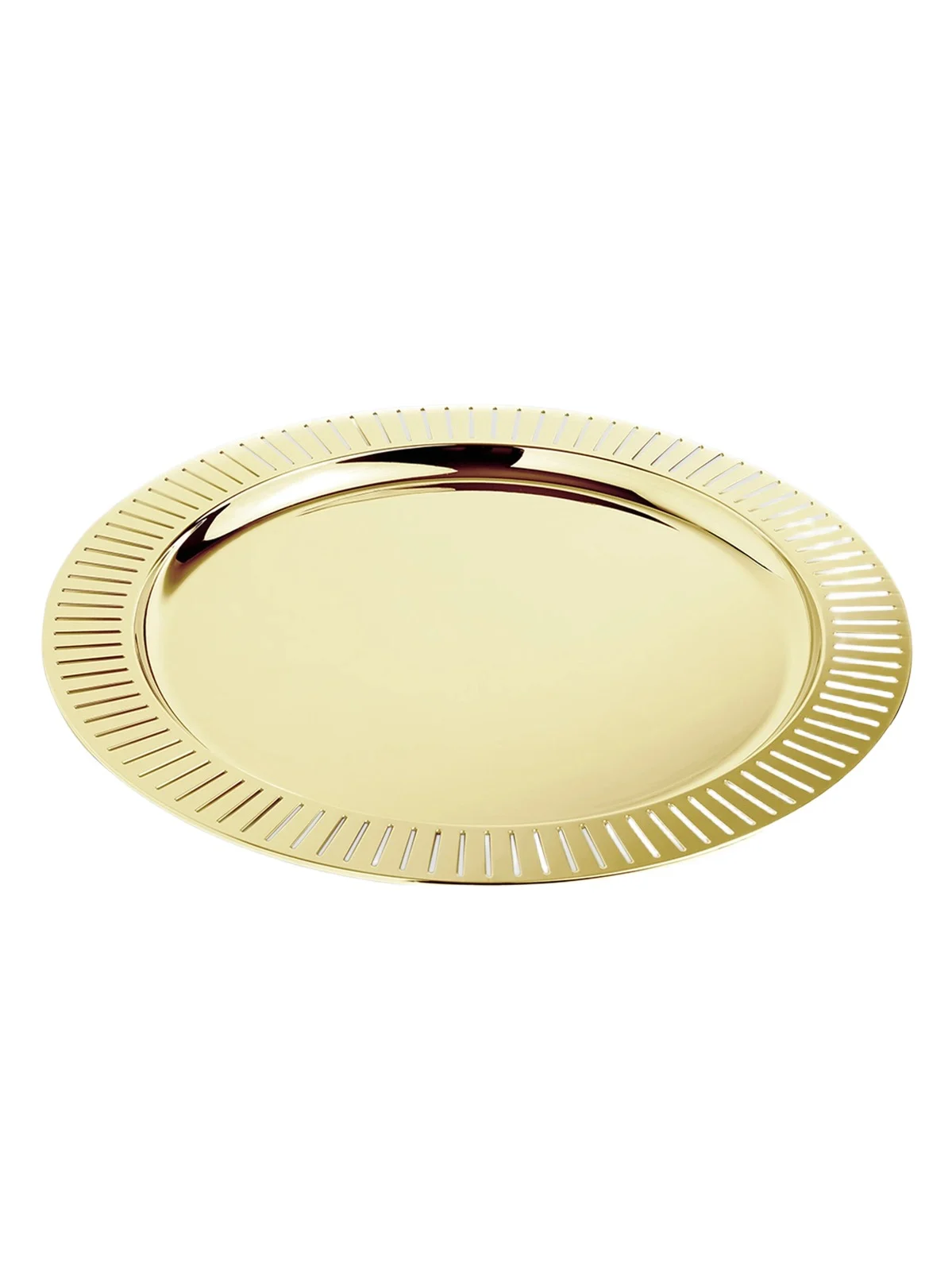 Anna New York Striations Goldtone Stainless Steel Round Serving Tray