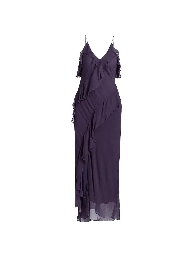 ba & sh Women's Oceane Ruffled Midi-Dress - Raisin | Image 1 ba & sh Women's Oceane Ruffled Midi-Dress - Raisin | Image 1