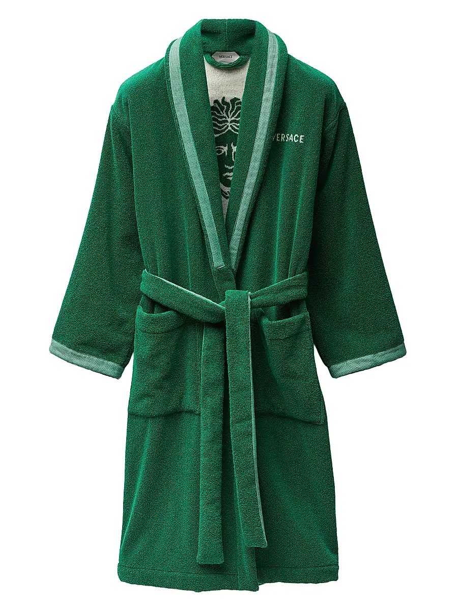 Versace Men's Jacquard Medusa Terry Robe - Green White - Size XXL | Image 1 Versace Men's Jacquard Medusa Terry Robe - Green White - Size XXL | Image 1