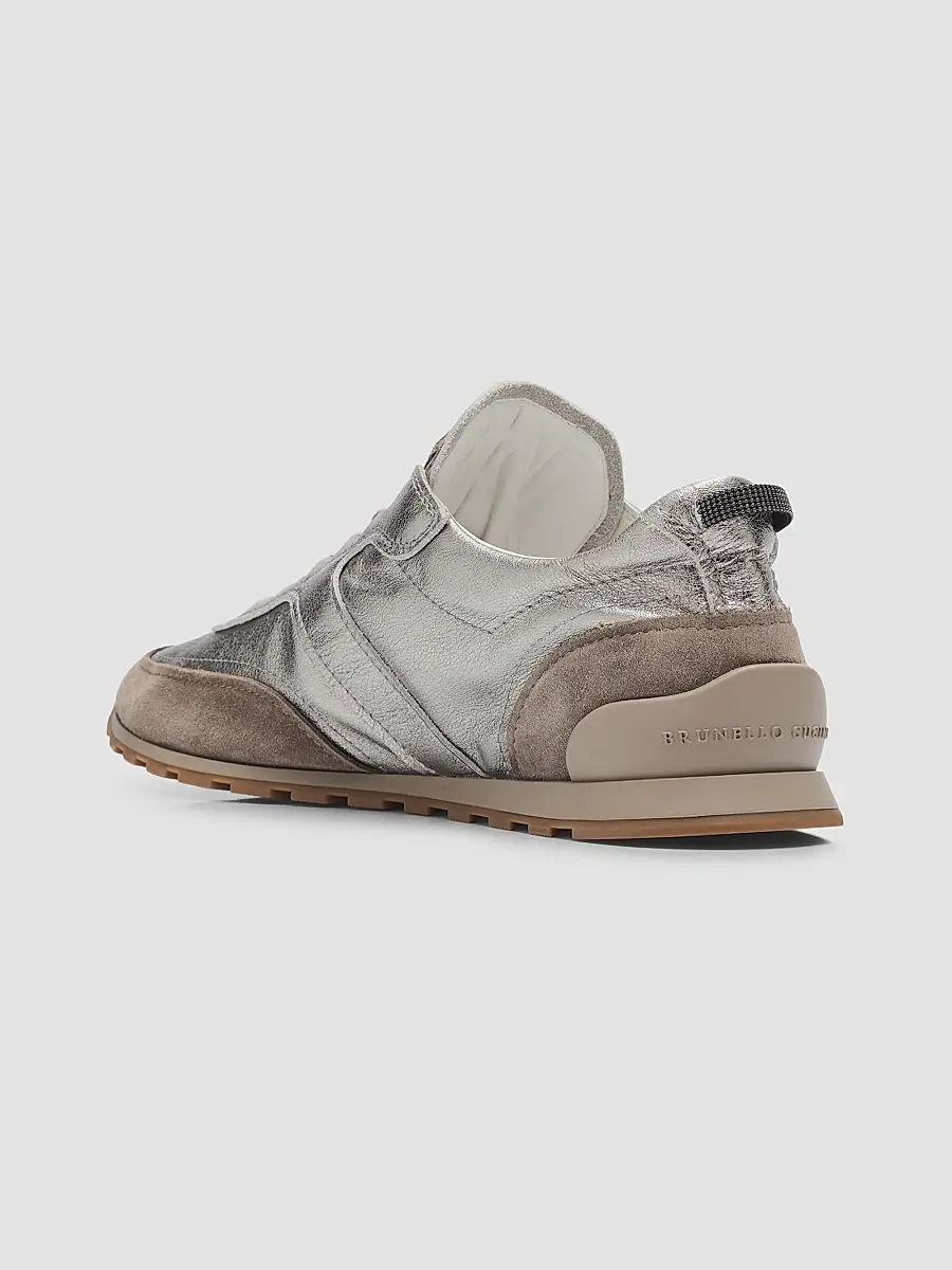 Brunello Cucinelli Women's Monili Pull-Tab Crinkle-Effect Leather Low-Top Sneakers | Thumbnail 2 Brunello Cucinelli Women's Monili Pull-Tab Crinkle-Effect Leather Low-Top Sneakers | Thumbnail 2