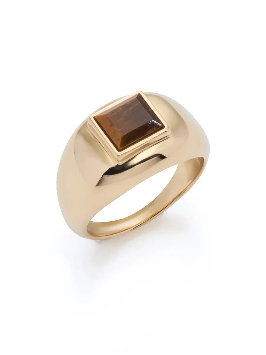Gabriela Hearst Medium Ring in 18K Yellow Gold & Tiger's Eye Stone