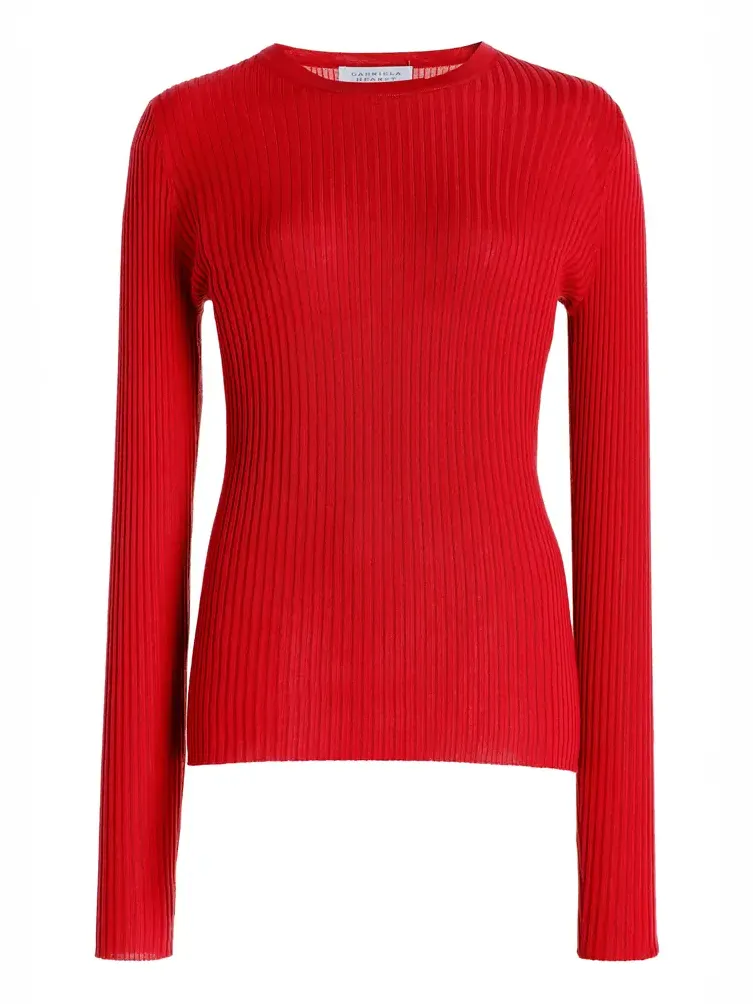 Gabriela Hearst Browning Knit Sweater in Scarlet Red Cashmere Silk