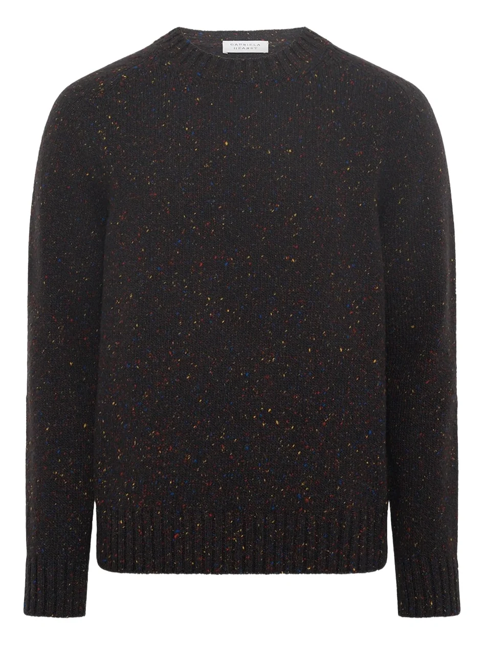 Daniel Knit Sweater in Charcoal Multi Speckled Aran Cashmere