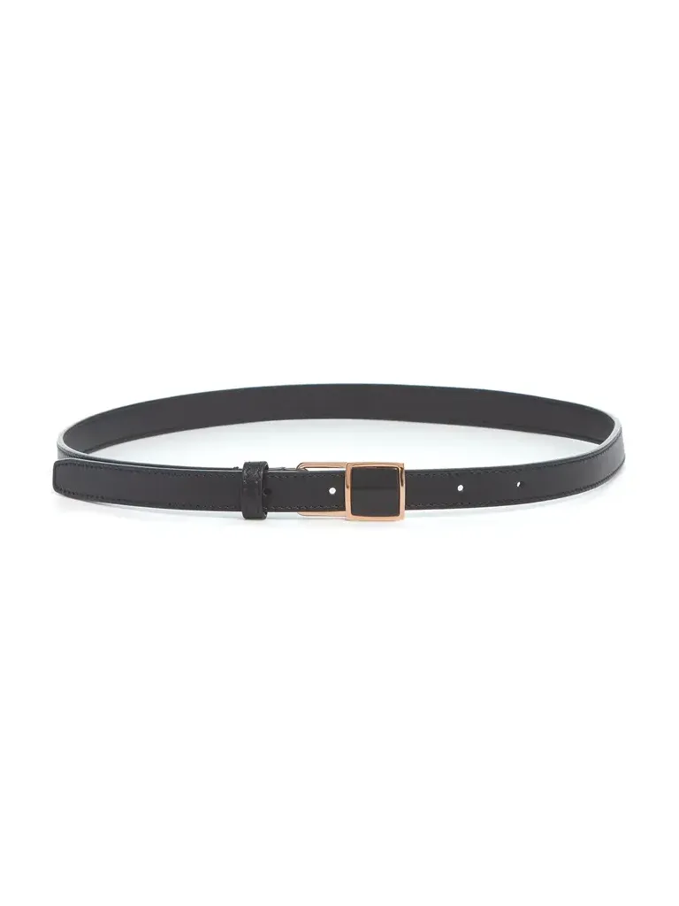 Nina Stone Belt in Black Leather