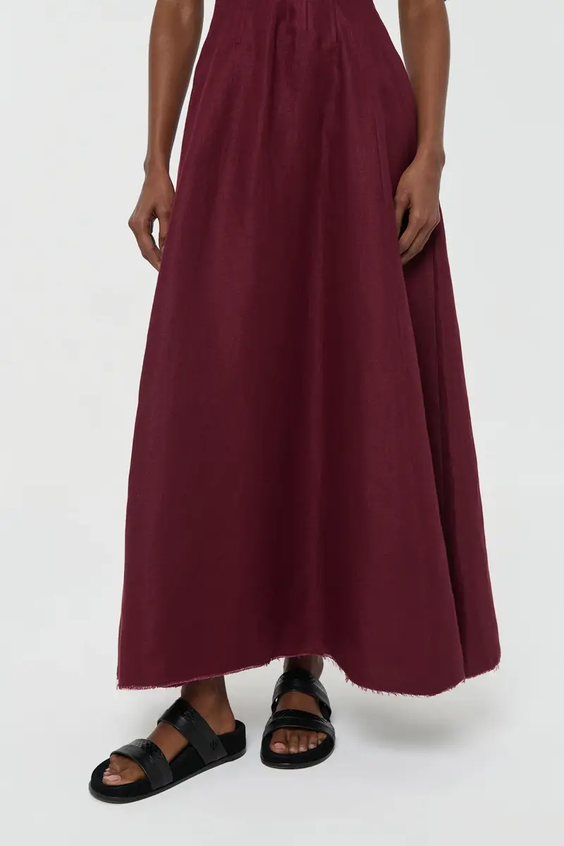 Gabriela Hearst Ranya Puff Sleeve Maxi Dress in Bordeaux Linen Twill | Thumbnail 9 Gabriela Hearst Ranya Puff Sleeve Maxi Dress in Bordeaux Linen Twill | Thumbnail 9