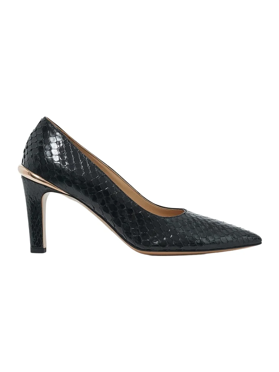 Edwina High Heel Stiletto Pump in Black Snakeskin Edwina High Heel Stiletto Pump in Black Snakeskin