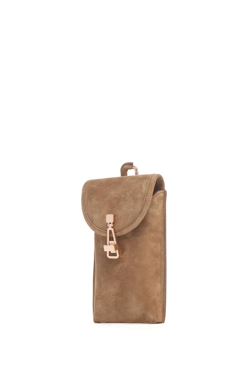 Gabriela Hearst Sunglasses Pouch in Dark Sand Suede | Thumbnail 3