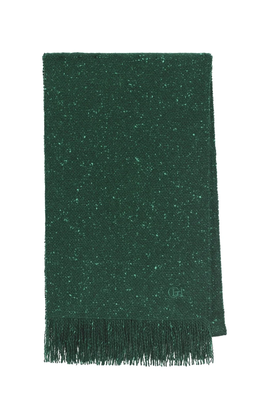 Illumina Fringe Scarf in English Green Speckled Cashmere Illumina Fringe Scarf in English Green Speckled Cashmere