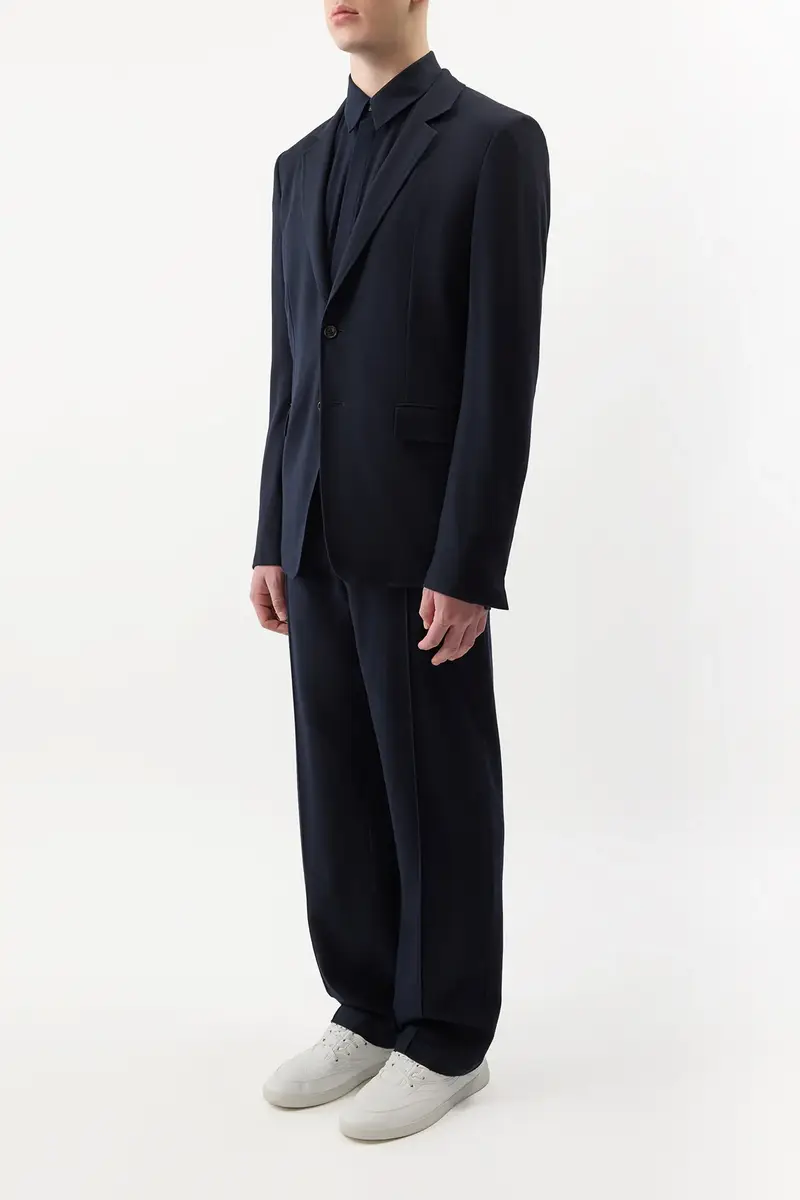 Gabriela Hearst Antoine Slim-leg Trouser in Dark Navy Virgin Wool | Thumbnail 3