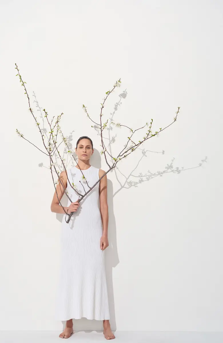 Gabriela Hearst Meier Knit Midi Dress in Ivory Merino Wool Cashmere | Thumbnail 2 Gabriela Hearst Meier Knit Midi Dress in Ivory Merino Wool Cashmere | Thumbnail 2