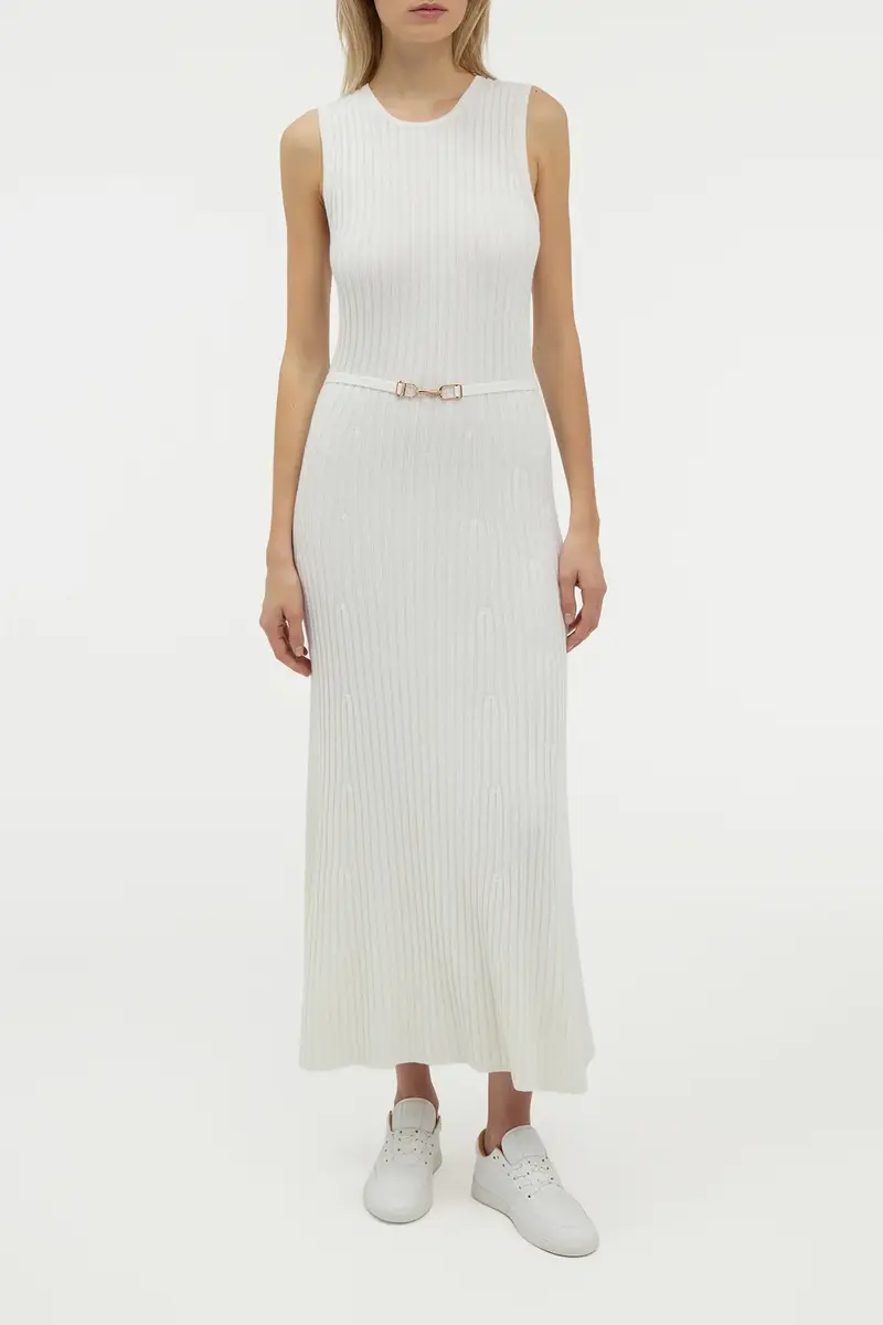 Gabriela Hearst Meier Knit Midi Dress in Ivory Merino Wool Cashmere | Thumbnail 3 Gabriela Hearst Meier Knit Midi Dress in Ivory Merino Wool Cashmere | Thumbnail 3